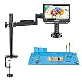 TOMLOV Autofocus 4K Digital Microscope, 8" TM4K-AF Flex Arm HDMI Micro Soldering Microscopes for Adults, Coin Microscope with Ring Light, 52MP LCD Microscopes with Screen, Electronics Repair Mat, 64G