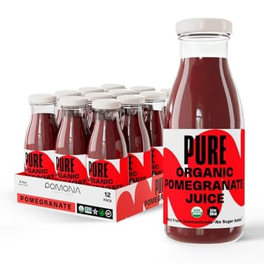 Pure Pomegranate Juice, 8.4 Ounce Bottle (Pack of 12), Cold Pressed Organic Juice, Non-GMO, No Sugar Added, Not from Concentrate, Gluten Free, Kosher Certified, Preservative Free