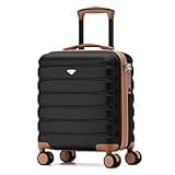 Flight Knight Carry On Suitcase 18x14x8 Hardside Built In TSA Lock & USB Port Lightweight Luggage Silent Double Spinner Wheels Maximum Underseat Carry-On Bag For American & United Approved Airlines