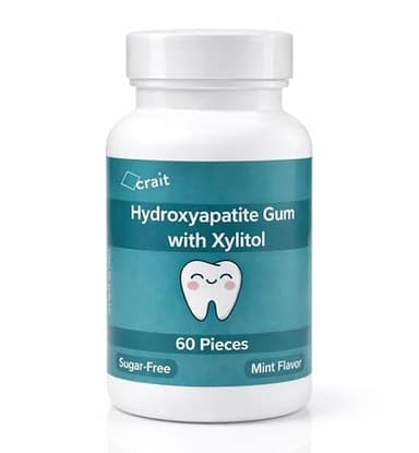 crait Remineralizing Gum Hydroxyapatite Gum with Non-Nano Hydroxyapatite and Xylitol, 70mg HA Per Piece, Sugar-Free Mint Hard Gum for Fresh Breath, Bad Breath Treatment, Oral Care 60 Pieces