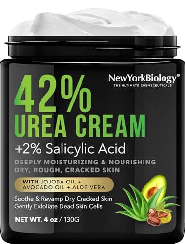 New York Biology 42% Urea Cream with 2% Salicylic Acid - Moisturizing Urea Foot Cream for Dry Cracked Heels, Calloused Feet, Athletes Foot, Dry Cracked Feet and Dead Skin - 4 oz