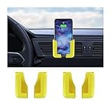 AUCELI Car Phone Holder for Dashboard, 2Pairs Auto Seat Back Multifunctional Sticky Mobile Phone Bracket, Adjustable Width Self Adhesive Cellphone Mount for All Smartphone, Car Accessories (Yellow)