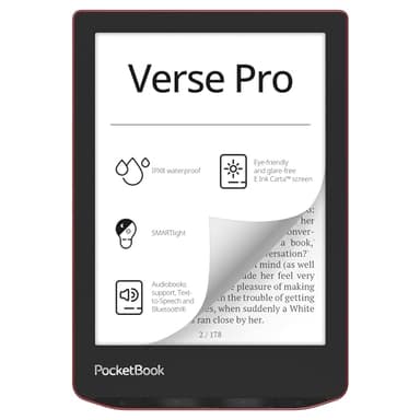 PocketBook Verse Pro E-Reader Waterproof | Eye-Friendly 6'' E-Ink Carta™ HD Touchscreen | Audio-Book & E-Book Reader | Text-to-Speech Function | SMARTlight | 16GB | WiFi & Bluetooth | Red