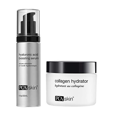 PCA SKIN Hyaluronic Acid Boosting Serum & Anti-Aging Collagen Hydrator Face Cream Bundle - Enhances Moisture, Evens Skin Tone & Reduces Wrinkles with Advanced Formulas