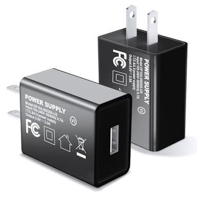 5V 2A Power Plug Adapter UL Certified USB Wall Charger Box AC Fast Charging Block Cube Brick Home Travel Use for iPhone 13/14/15/16/17 Pro/Pro Max/Plus, XS/XR/X, Watch Series 8/7 2Pack