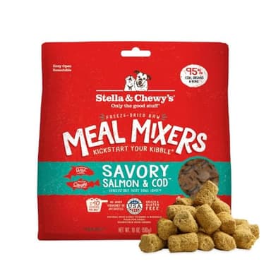 Stella & Chewy's Freeze-Dried Raw Salmon & Cod Meal Mixers- Dog Food Topper and Mixer - Made with 95% Wild-Caught Salmon & Cod, Organs & Bone - Perfect for Picky Eaters - Grain-Free - 18 oz