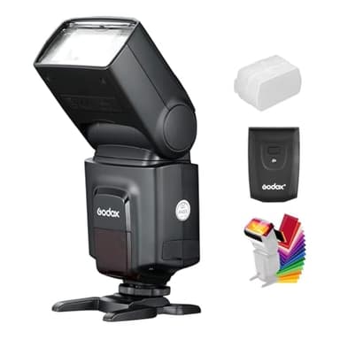 Godox Wireless 433MHz GN33 Camera Flash Speedlite with Built-in Receiver with RT Transmitter Compatible for Canon Nikon Sony Olympus Pentax Fuji DSLR Cameras with Diffuser + Filters