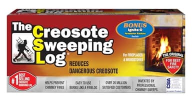 The Creosote Sweeping Log (CSL) with Bonus Ignite-O Fire Starter - Chimney Cleaner for Fireplaces and Woodstoves - Non-Toxic and Easy Cleaning Firelog