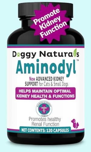 Aminodyl™ Kidney Support Supplement 400mg for Cats & Small Dogs - Supports Natural Kidney Function with Amino Vastly Promotes Health, Wellbeing & Vitality of Kidneys - 120 Sprinkle Capsules. U.S.A