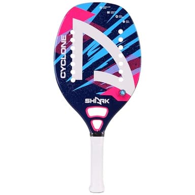 Shark Cyclone - Professional Beach Tennis Racket | Beginner Level | Fiberglass Frame | EVA Soft Core | Spin-Generating Micro-Granules | Cover Included