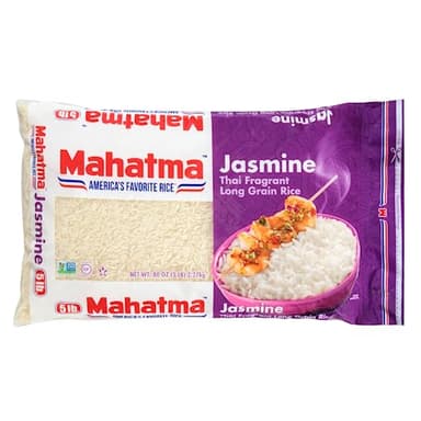 Mahatma Jasmine, 5lb Bag of Rice, Thai, Indian, or Cambodian Fragrant Flavored Rice, Stovetop or Microwave
