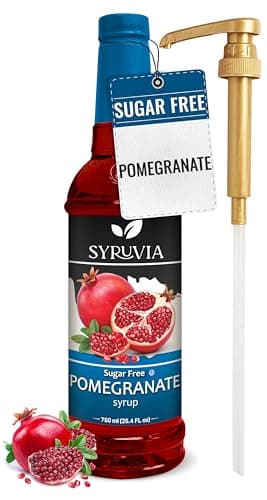 Syruvia Sugar-Free Pomegranate Syrup, Flavored Syrup for Drinks, Cocktails, Lemonades, Iced Teas, and Desserts – 25.4 fl oz, With Pump