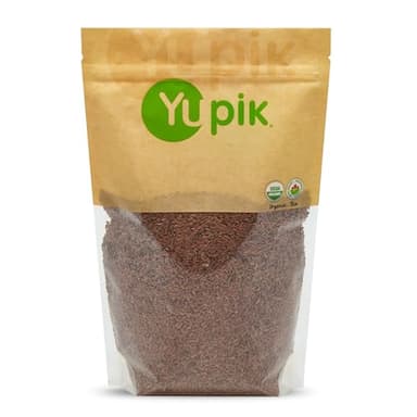 Yupik Organic Brown Flax Seeds, 2.2 lb (35.3 oz), Gluten-Free, Non-GMO, Kosher, Vegan, Raw Seeds, Rich in Omega-3, Excellent Source of Fiber, Plant-Based Protein, Ideal for Baking & Topping