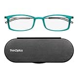 Always With You ThinOptics Reading Glasses - Ultra Thin and Lightweight Readers with Case - Special Edition Colors - Rectangle Teal 2.5x