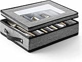 Flatware & Utensil Storage - Durable Silverware Storage Box with Padded Dividers, 5 Compartment Flatware Storage Case, Silverware Case with Handles and Removable Lid - Protects and Organizes Cutlery