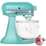 Ice Cream Maker Attachment for KitchenAid Stand Mixer, Kithcen aid Ice Cream Maker Attachment - Compatible with 4.5 QT and Larger Stand Mixers, 2-Quart Frozen Ice Cream Bowl for Homemade Frozen Treats