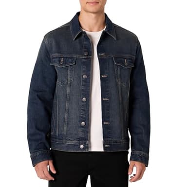 Amazon Essentials Men's Regular-Fit Low Stretch Denim Jacket, Tinted Dark Wash, Medium