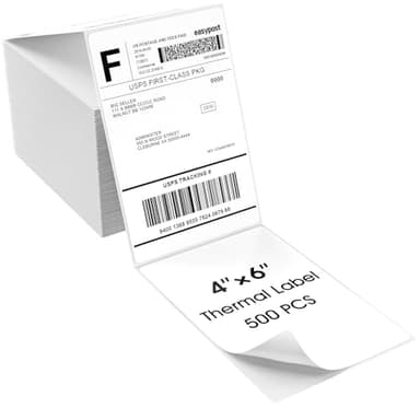 MaxGear 4" x 6" Direct Thermal Labels, 500 Fanfold Labels, for Shipping & Mailing, Perforated White, Commercial Grade with Permanent Adhesive, Compatible with Most Thermal Printers,1 Stack