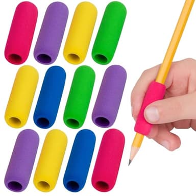 The Pencil Grip The Classics Soft Foam Pencil Grips, Ergonomic Writing Aid For Lefties And Righties, 1.5 Inch Long, Assorted Colors, 12 Count - TPG-16412