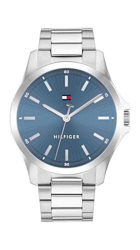 Tommy Hilfiger Men's 3H Quartz Watch, Stainless Steel Bracelet, Water Resistant 3 ATM, Modern and Stylish Timepiece, Gift for Him, 42mm