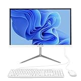 LCOEVOI All-in-one Desktop Computer, 22" FHD Display N5095 Quad Core 16G RAM 512G SSD ROM PC, Liftable Arm Rotatable Monitor WiFi Bluetooth Connection Desktop for Home Study Office Gaming (White)