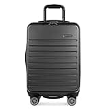 Traveler's Choice Mykel Front Pocket Polycarbonate Hardside Suitcase with Sleeve and Ergonomic Handle, Black, Carry-On 22-Inch