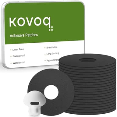 Kovoq CGM Patches for Medtronic Guardian 4 Sensor, 20-Count Waterproof Guardian 4 Over Patches with Customized Reusable Hardshell Cover for 14 Days of Enhanced Protection and No Double Taping (Blk)