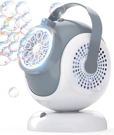 Rechargeable Bubble Machine - Auto 360° Rotation, 75° Tilt Range, 10 Large Wands - Bubbles Blower Maker for Kids, Toddlers, Outdoor Play, Wedding, Birthday, Parties, Gifts Toys for Boys, Girls
