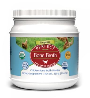 Perfect Organic Chicken Bone Broth Powder | Free Range Low Sodium Chicken Broth | Paleo & Keto Bone Broth Powder (330g) 30 Servings