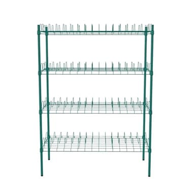 PRO&Family Green Epoxy 4-Tier Commercial Drying Rack with Casters – Heavy Duty Wire Shelving for Dish Drying, Kitchen Storage & Food Service Use (24" x 36" Stationary, 3" Slots)