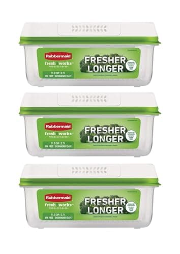 Rubbermaid FreshWorks Produce Saver, Large Storage Containers With Lids, Pack of 3, 6-Piece Set