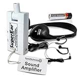 SuperEar Personal Sound Amplifier Model SE5000 (PSAP), 50dB Gain, Hand Held Pocket Size Audio Amplifier with Headphones, EarBuds, Tactile On/Off Volume Control for Adults, Audiologists, and Seniors
