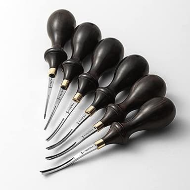 WUTA M390 Die Steel Leather Edge Beveler PRO 1 Set 6 Pcs Skiving Craft Work Tools Cutter Edger Creaser Skiver Supplies Professional Design Bevelers Leathercraft Kit Ebony Handle