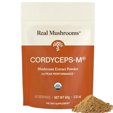 Real Mushrooms Cordyceps Mushroom Powder - Organic Cordyceps Powder Mushroom Energy and Wellness Support - Rich in Beta Glucans - Non-GMO, Vegan Supplement, 60 Servings