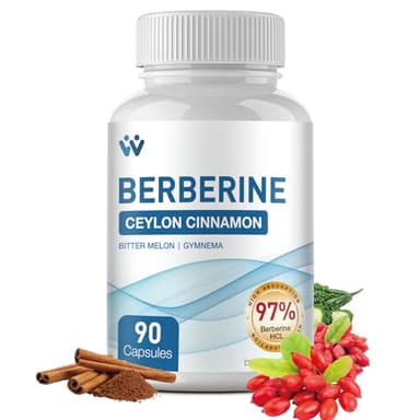 WACHRAY Berberine Supplement 1500mg - Berberine with Ceylon Cinnamon, Berberine HCl 97% Purity Complex Supplements, Non-GMO Vegan, 90 Capsules
