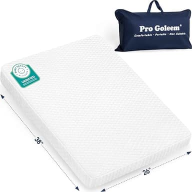 Pro Goleem Pack and Play Mattress (38"x26"), Waterproof Pack n Play Mattress Pad with Carry Bag, Firm Playard Mattress with Soft Cover, for Babies and Toddlers