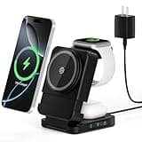 Foldable Wireless Charger, 3 in 1 Mag-Safe Charging Station for Apple Samsung Multi Devices Charging, Magnetic Charging Stand, Portable Travel Fast 15W Charger Station for Phone, TWS, iWatch