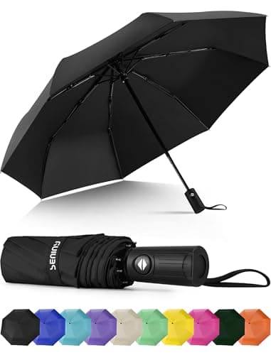 Seniny Windproof Travel Umbrella, Automatic Umbrellas for Rain, Portable & Compact Umbrellas for Backpack, Strong UV for Protection, Folding Small Sun Umbrella for Car, Walking