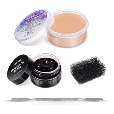 Fake Blood Scar Wax SFX Makeup Kit, Professional Special Effects Set with Scar Wax & Coagulated Blood Scab Gel for Realistic Zombie, Vampire & Monster Wounds, Halloween Cosmetic