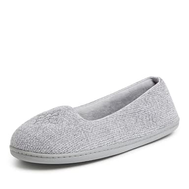 Dearfoams Women's Rebecca Lightweight Cozy Memory Foam Closed Back Slipper with Wide Widths, Sleet Chenille, 9-10