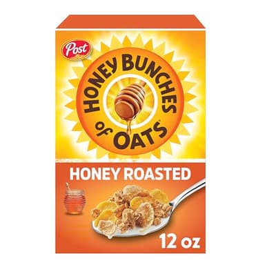 Honey Bunches of Oats Honey Roasted Breakfast Cereal with Oats and Granola Clusters, Low Fat made with Whole Grain Cereal, 12 oz Box