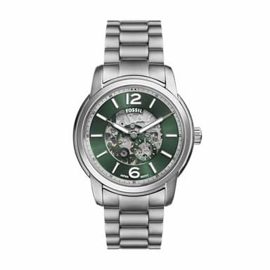 Fossil Men's Watch, Heritage Automatic Silver Stainless Steel Watch for Men
