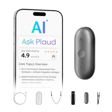 Plaud NotePin S AI Voice Recorder, Wearable AI Notetaker, AI Transcribe & Summarize, Support 112 Languages, 64GB Memory, Audio Recorder for Meetings Interviews with 4 Accessories