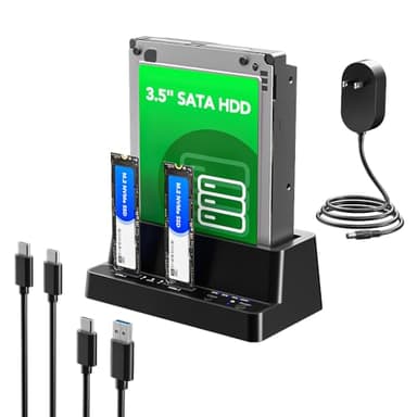 M.2 NVMe SSD Cloner and Duplicator, 3 Bay Hard Drive Cloner Dock for M.2 NVMe SSD and 2.5"/3.5" SATA HDD, Hard Drive Docking Station, Tool-Free Hard Drive Reader