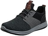 Skechers Men's Classic Fit-Delson-Camden Sneaker, Black/Grey, 10.5