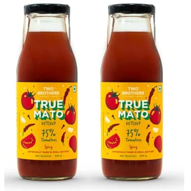 Healthy Tomato Ketchup made from 75% Fresh Tomatoes | No Refined Sugar, No Preservatives, No Added Colors | Perfect with Fries, Hotdogs, Sandwiches & Burgers | 21 Oz (Pack of 2)