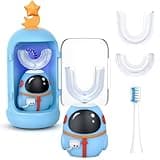 FTOYIN Kids Electric Toothbrush with 3 Brush Heads, U Shaped Ultrasonic Toothbrush Kids with 5 Modes, 45s Smart Reminder, 360-Degree Automatic Cleaning, IPX7 Waterproof Design
