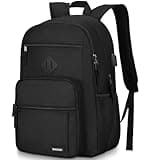 Black Backpack for Men and Women, Backpack for School Teens Boys and Girls, Lightweight Casual High School Bookbag, Daily-use Travel Laptop Backpack with USB Charging Port Fits 15.6 Inch Notebook