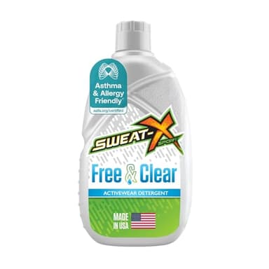 SWEAT X Free & Clear Laundry Detergent Liquid - Organic, Natural Non Toxic Laundry Detergent for Sensitive Skin - Gentle Washing Detergent for Activewear & Performance Fabrics - 45 Loads, 1 Bottle