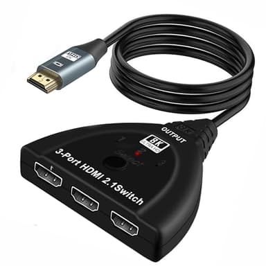 NEWCARE 8K@60Hz HDMI 2.1 Switch 3 in 1 Out, 4K@120Hz HDMI Switch Box with 2.9 ft HDMI 2.1 Cable, HDMI Splitter 3 in 1 Out Supports VRR, ALLM, HDR, HDCP 2.3, 3 Port HDMI Hub for Xbox PS5/4 HD TV